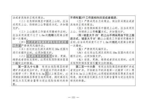 煤矿安全规程2025版新旧对照表_131
